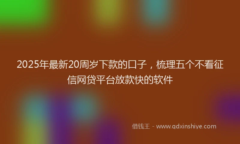 2025年最新20周岁下款的口子，梳理五个不看征信网贷平台放款快的软件