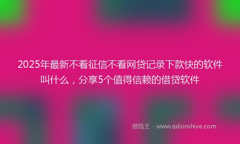 2025年最新不看征信不看网贷记录下款快的软件叫什么，分享5个值得信赖的借贷软件