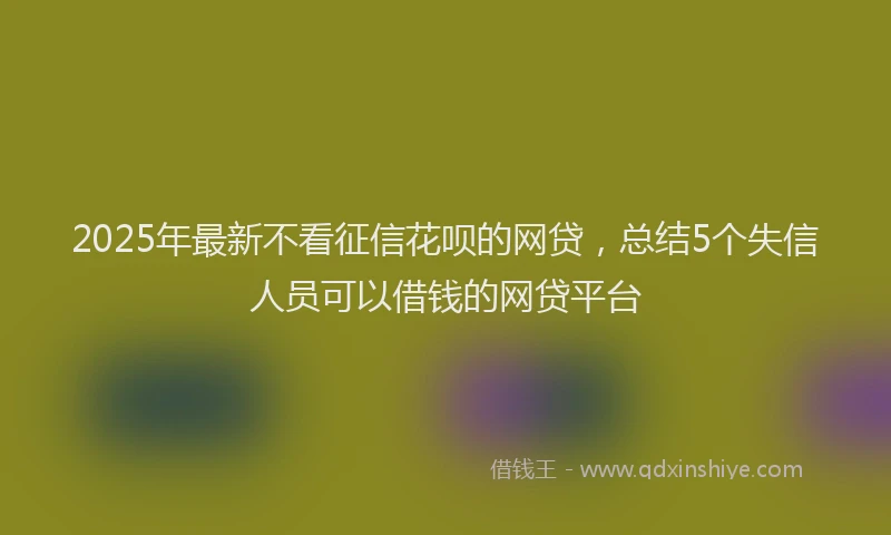 2025年最新不看征信花呗的网贷，总结5个失信人员可以借钱的网贷平台