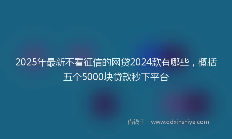 2025年最新不看征信的网贷2024款有哪些，概括五个5000块贷款秒下平台