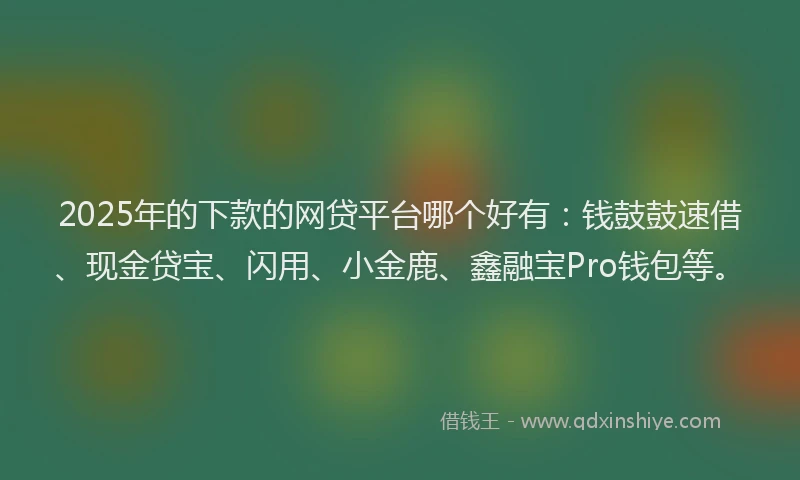 2025年的下款的网贷平台哪个好有：钱鼓鼓速借、现金贷宝、闪用、小金鹿、鑫融宝Pro钱包等。