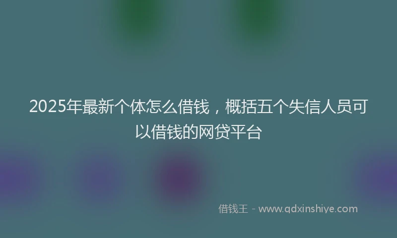 2025年最新个体怎么借钱，概括五个失信人员可以借钱的网贷平台