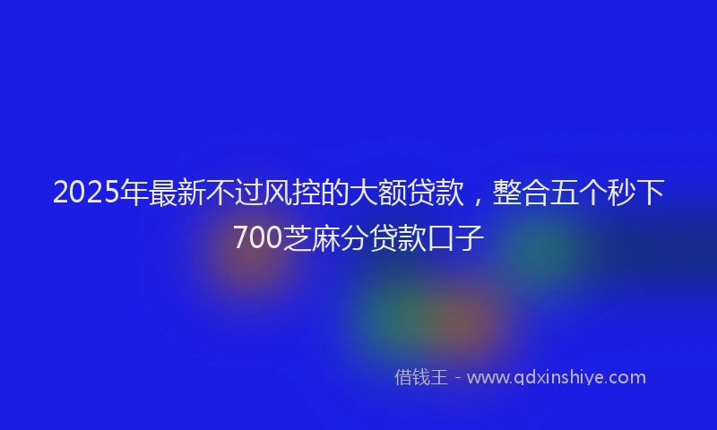 2025年最新不过风控的大额贷款，整合五个秒下700芝麻分贷款口子