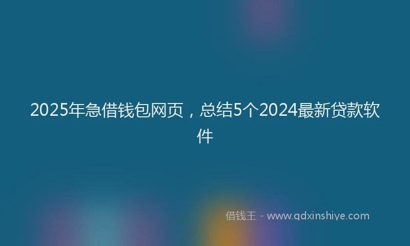 2025年急借钱包网页，总结5个2024最新贷款软件
