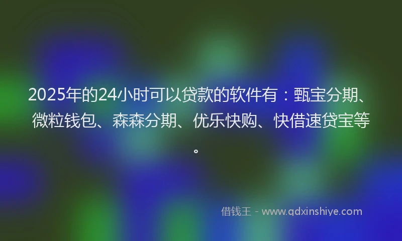 2025年的24小时可以贷款的软件有：甄宝分期、微粒钱包、森森分期、优乐快购、快借速贷宝等。