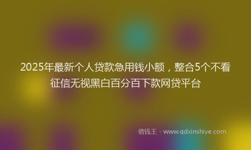 2025年最新个人贷款急用钱小额，整合5个不看征信无视黑白百分百下款网贷平台