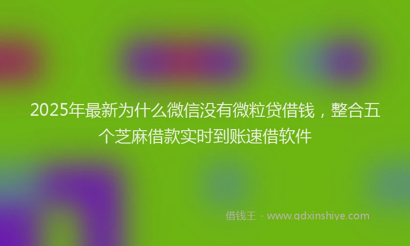 2025年最新为什么微信没有微粒贷借钱，整合五个芝麻借款实时到账速借软件