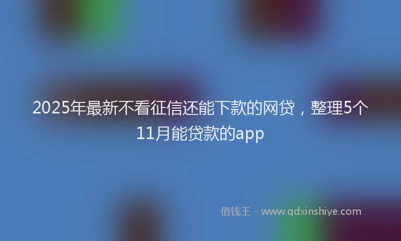 2025年最新不看征信还能下款的网贷，整理5个11月能贷款的app