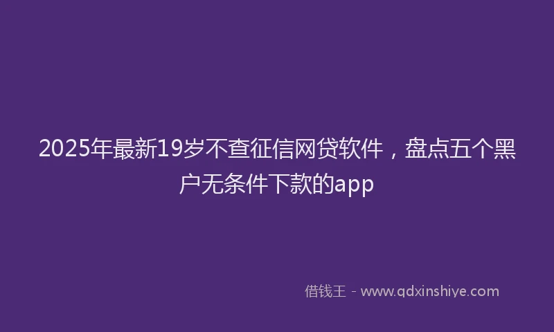 2025年最新19岁不查征信网贷软件，盘点五个黑户无条件下款的app