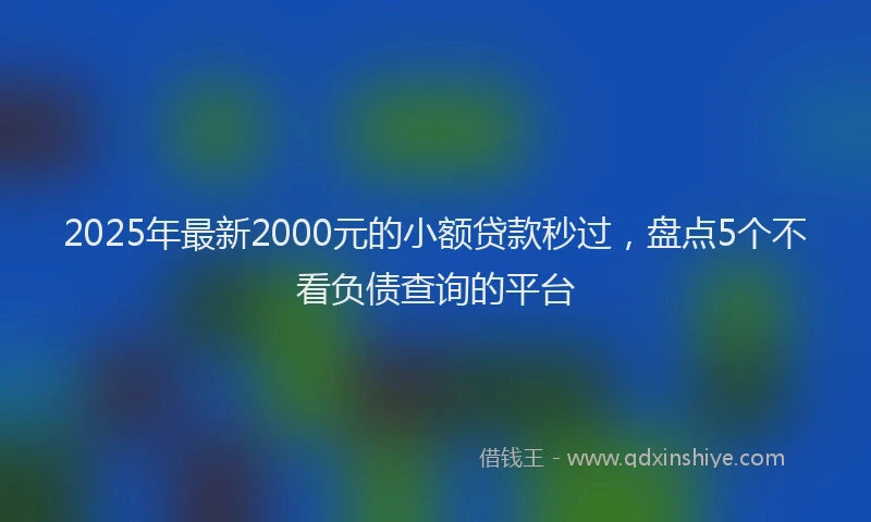 2025年最新2000元的小额贷款秒过，盘点5个不看负债查询的平台