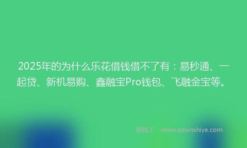 2025年的为什么乐花借钱借不了有：易秒通、一起贷、新机易购、鑫融宝Pro钱包、飞融金宝等。