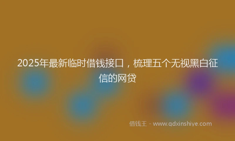 2025年最新临时借钱接口，梳理五个无视黑白征信的网贷
