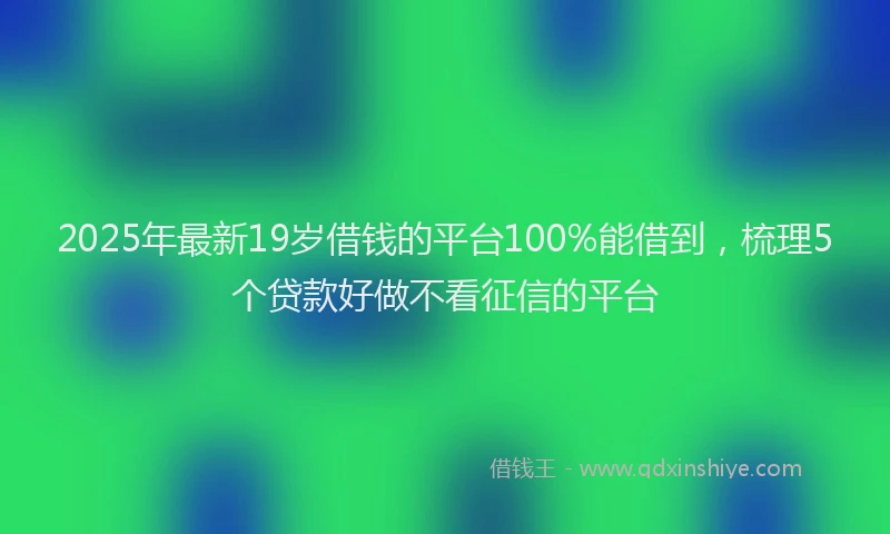 2025年最新19岁借钱的平台100%能借到，梳理5个贷款好做不看征信的平台