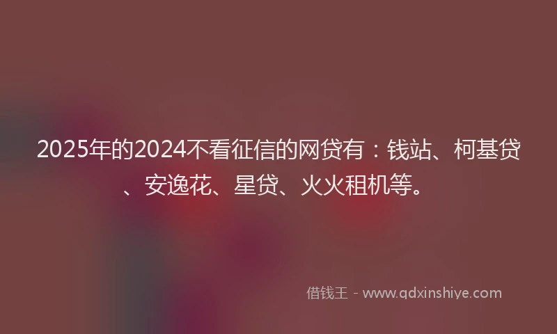2025年的2024不看征信的网贷有：钱站、柯基贷、安逸花、星贷、火火租机等。