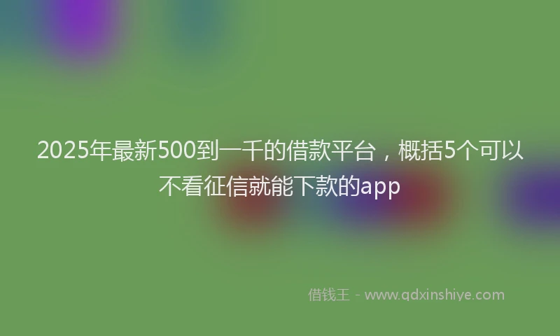 2025年最新500到一千的借款平台，概括5个可以不看征信就能下款的app