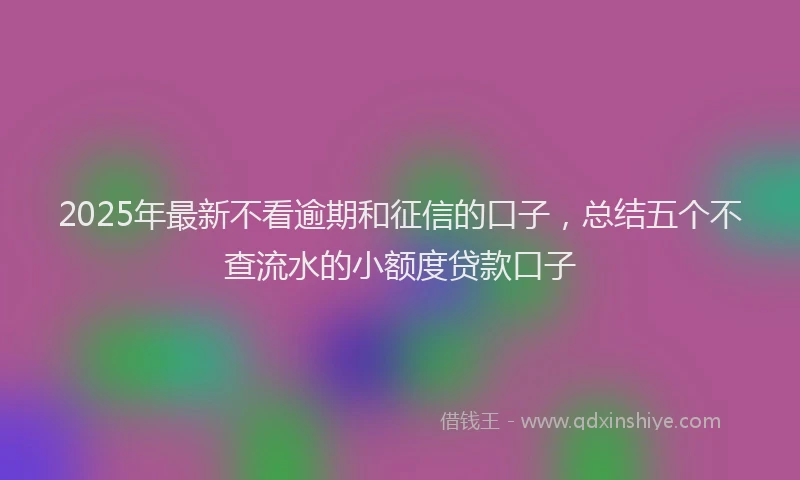 2025年最新不看逾期和征信的口子，总结五个不查流水的小额度贷款口子