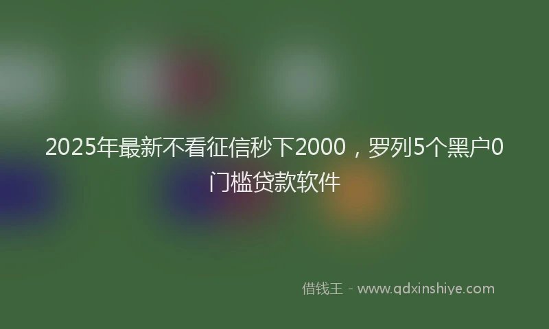 2025年最新不看征信秒下2000，罗列5个黑户0门槛贷款软件
