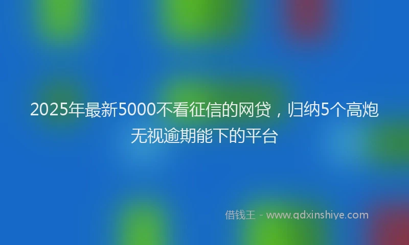 2025年最新5000不看征信的网贷，归纳5个高炮无视逾期能下的平台