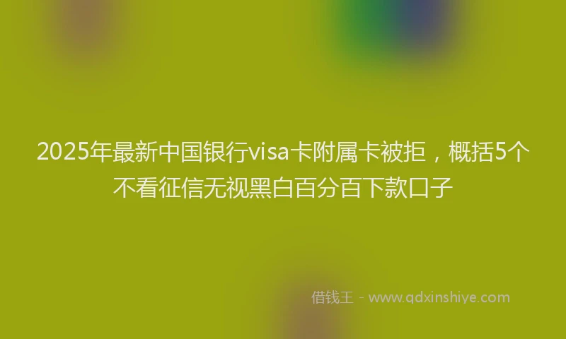 2025年最新中国银行visa卡附属卡被拒，概括5个不看征信无视黑白百分百下款口子