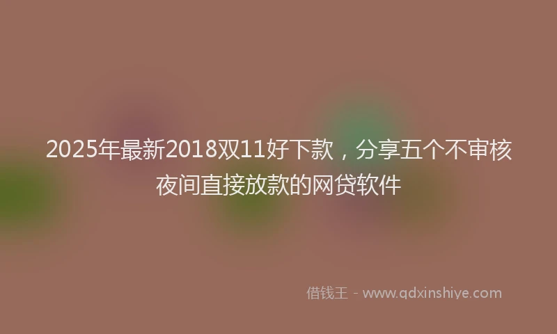 2025年最新2018双11好下款，分享五个不审核夜间直接放款的网贷软件