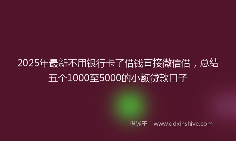 2025年最新不用银行卡了借钱直接微信借，总结五个1000至5000的小额贷款口子