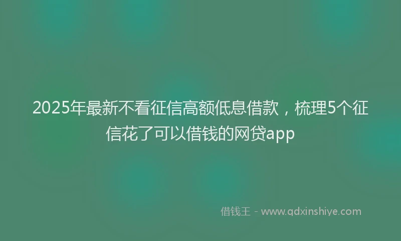 2025年最新不看征信高额低息借款，梳理5个征信花了可以借钱的网贷app