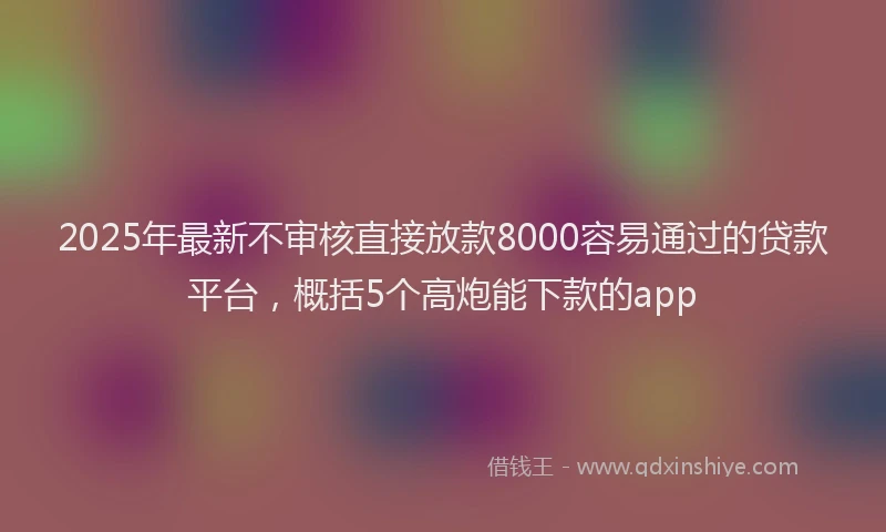 2025年最新不审核直接放款8000容易通过的贷款平台，概括5个高炮能下款的app