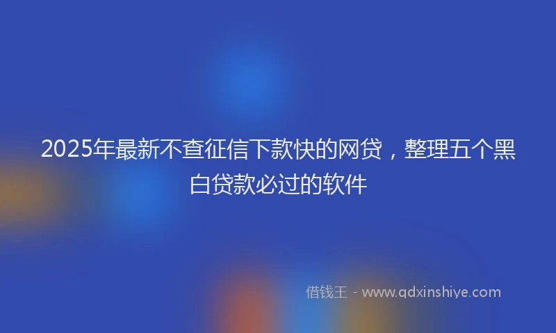 2025年最新不查征信下款快的网贷，整理五个黑白贷款必过的软件