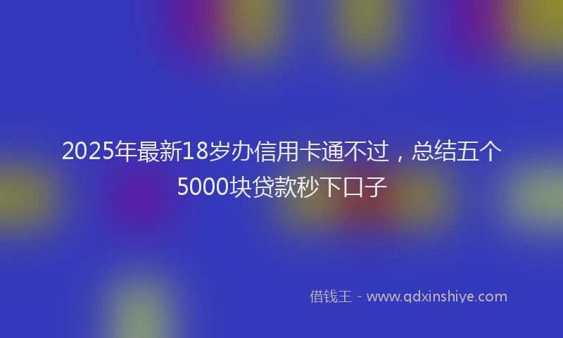 2025年最新18岁办信用卡通不过，总结五个5000块贷款秒下口子
