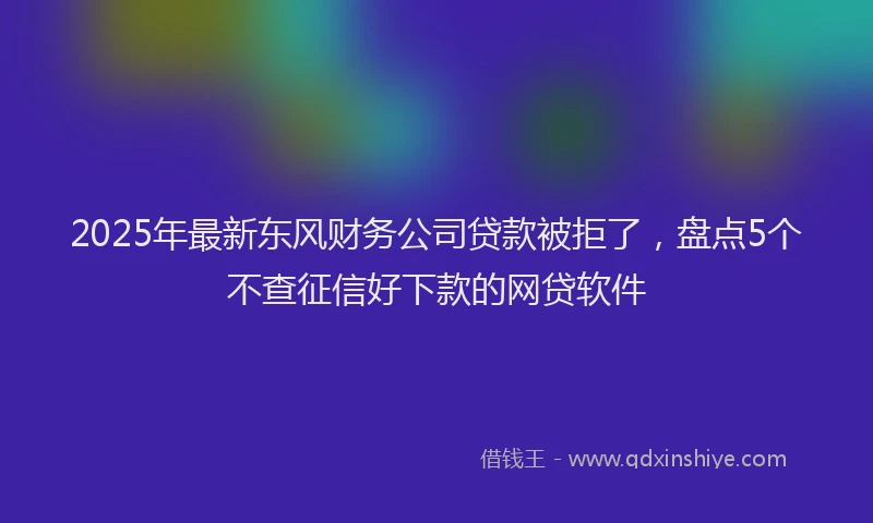 2025年最新东风财务公司贷款被拒了，盘点5个不查征信好下款的网贷软件
