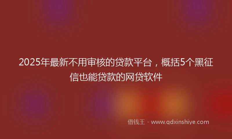 2025年最新不用审核的贷款平台，概括5个黑征信也能贷款的网贷软件