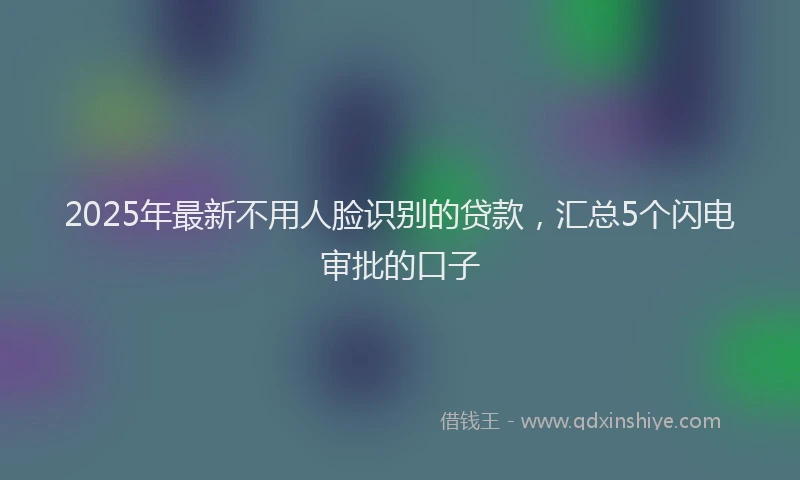 2025年最新不用人脸识别的贷款，汇总5个闪电审批的口子