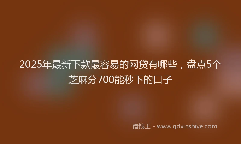 2025年最新下款最容易的网贷有哪些，盘点5个芝麻分700能秒下的口子