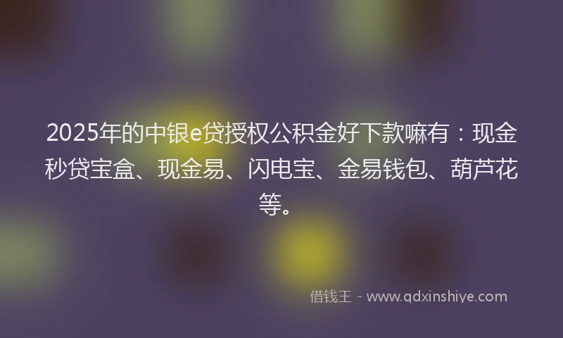 2025年的中银e贷授权公积金好下款嘛有：现金秒贷宝盒、现金易、闪电宝、金易钱包、葫芦花等。