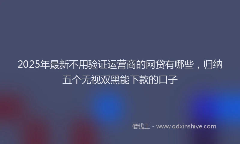 2025年最新不用验证运营商的网贷有哪些，归纳五个无视双黑能下款的口子
