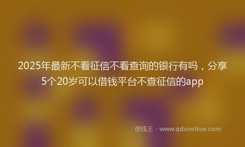 2025年最新不看征信不看查询的银行有吗，分享5个20岁可以借钱平台不查征信的app