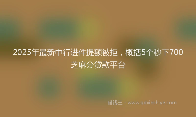 2025年最新中行进件提额被拒，概括5个秒下700芝麻分贷款平台