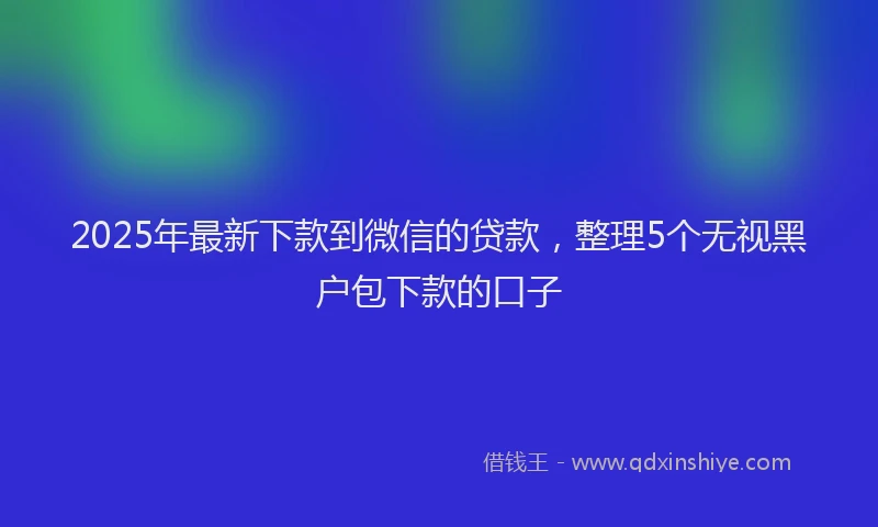 2025年最新下款到微信的贷款，整理5个无视黑户包下款的口子