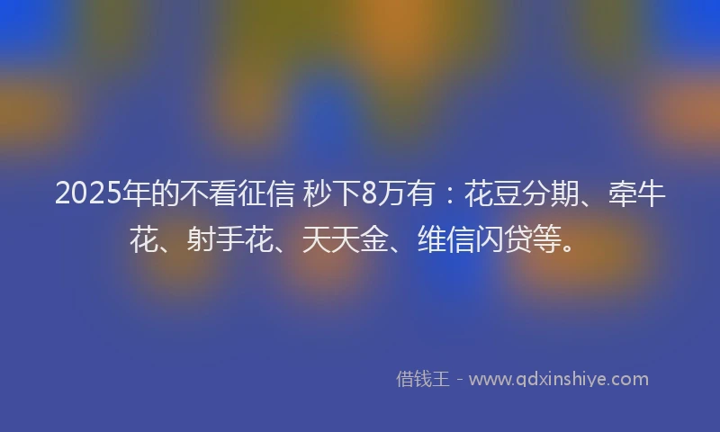 2025年的不看征信 秒下8万有：花豆分期、牵牛花、射手花、天天金、维信闪贷等。