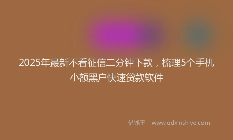 2025年最新不看征信二分钟下款，梳理5个手机小额黑户快速贷款软件
