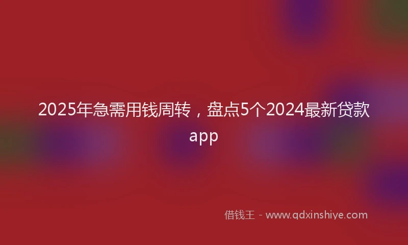 2025年急需用钱周转，盘点5个2024最新贷款app
