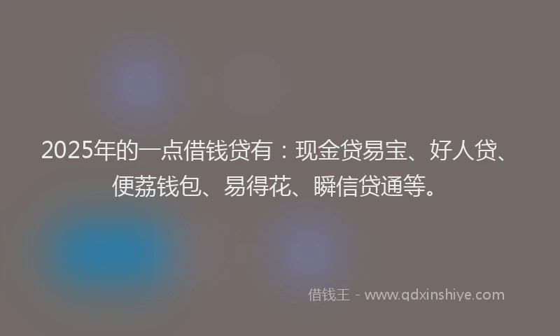 2025年的一点借钱贷有：现金贷易宝、好人贷、便荔钱包、易得花、瞬信贷通等。