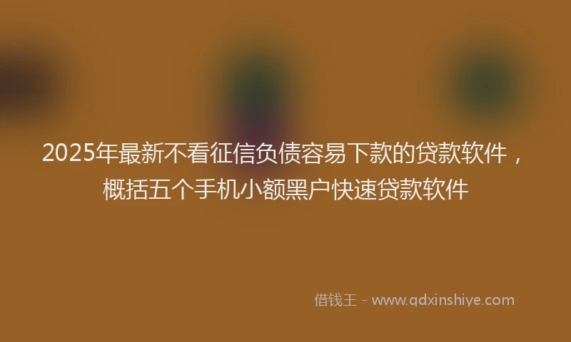 2025年最新不看征信负债容易下款的贷款软件，概括五个手机小额黑户快速贷款软件