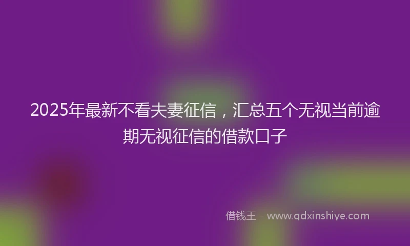2025年最新不看夫妻征信，汇总五个无视当前逾期无视征信的借款口子