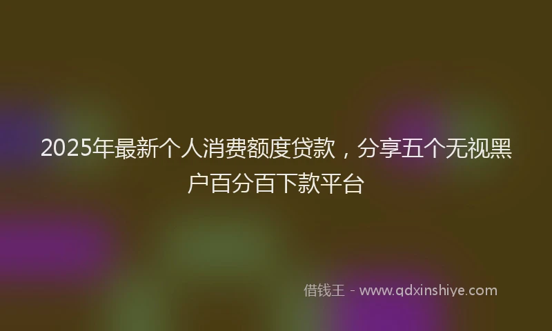 2025年最新个人消费额度贷款，分享五个无视黑户百分百下款平台