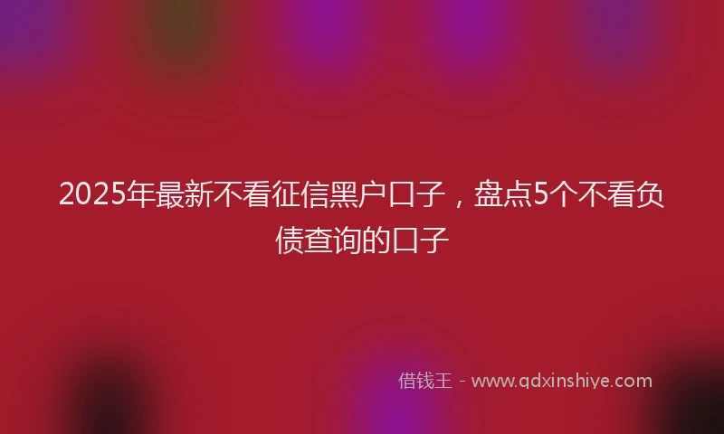 2025年最新不看征信黑户口子，盘点5个不看负债查询的口子