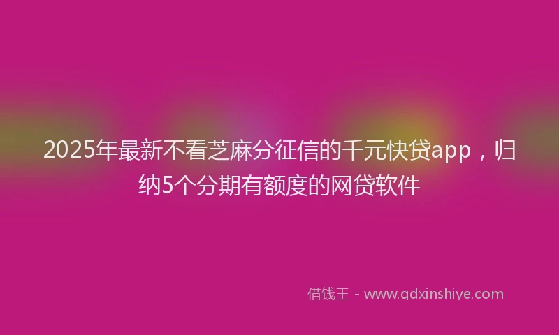 2025年最新不看芝麻分征信的千元快贷app，归纳5个分期有额度的网贷软件