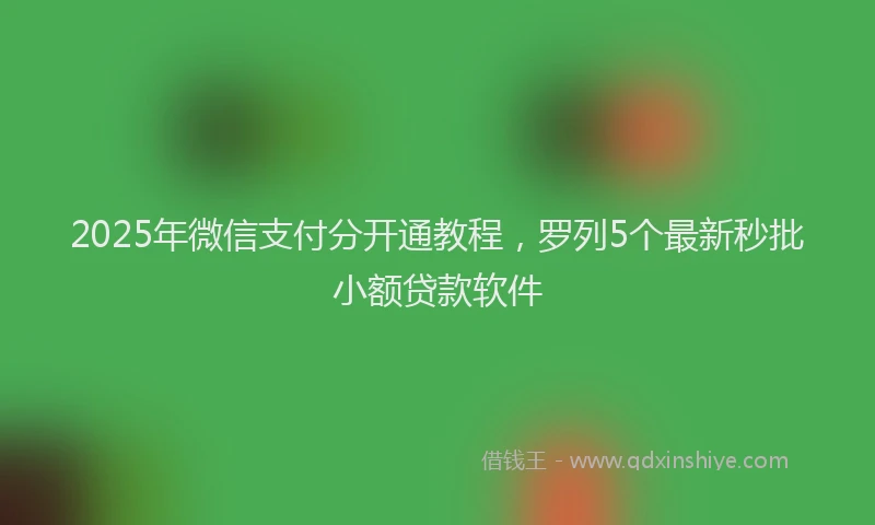 2025年微信支付分开通教程，罗列5个最新秒批小额贷款软件