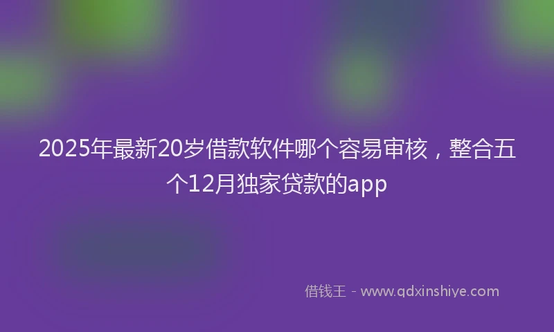 2025年最新20岁借款软件哪个容易审核，整合五个12月独家贷款的app