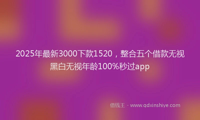 2025年最新3000下款1520，整合五个借款无视黑白无视年龄100%秒过app